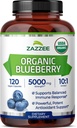 Zazzee USDA Extrait de bleuet biologique 10:1, 5000 mg de force, 120 capsules végétales, 4 mois d'approvisionnement, concentré et normalisé 10X extrait de fruits entiers, 100% végétarien, non-OGM, fabriqué aux États-Unis