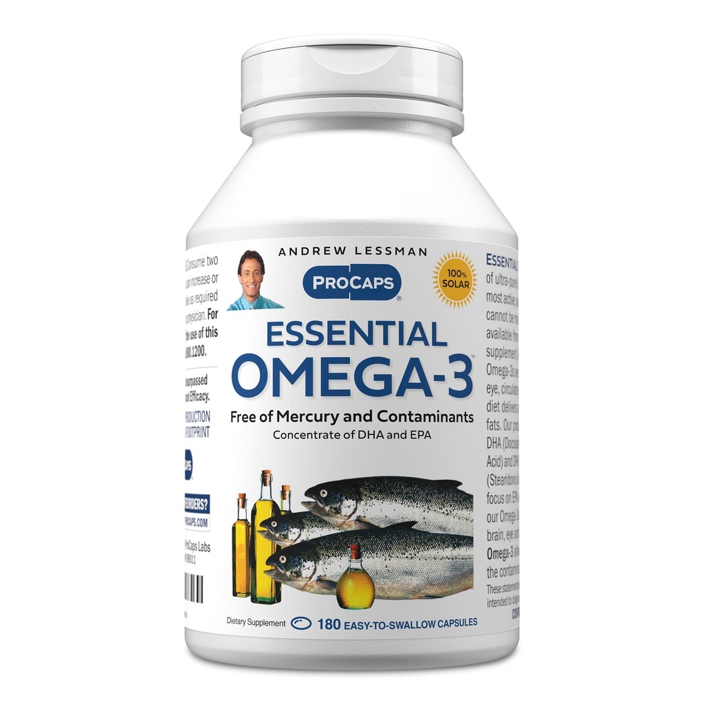 ANDREW MOINSMAN Essential Omega-3 Non aromatisé - 180 Softgels - Huiles Omega-3 ultra-pures à haute puissance. Haut DHA, pas de soulèvement de l'estomac, pas de contaminants, pas de mercure. Petits softgels faciles à avaler