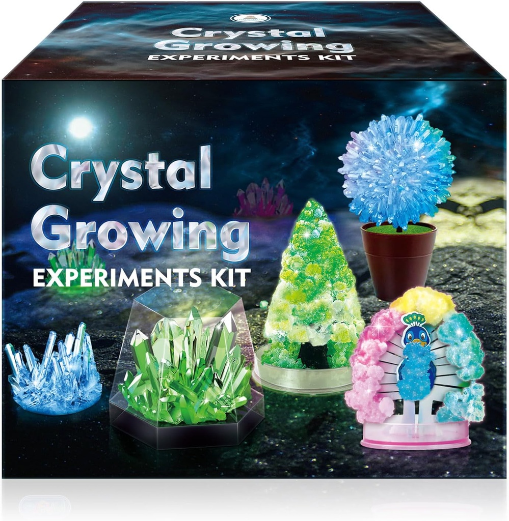 UNGLINGA Crystal Growing Experiment Science Kits for Kids, S.T.E.M Projects Learning Educational Toys Gifts Idea for Boys Girls, Grow 5 Vibrant Crystals Making Kit