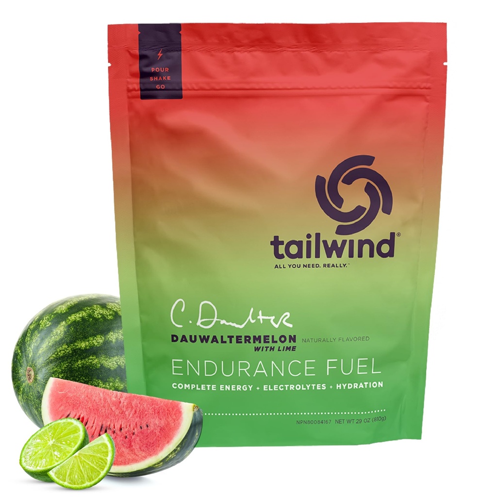 Tailwind Nutrition Endurance Carburant, glucides et électrolytes boissons sportives Mélange de poudre, sans gluten, végétalien, Dauwaltermelon, 30 portions