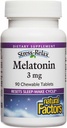 Stress-Relax Melatonin 3 mg par Facteurs Naturels, Aide Naturelle au Sommeil, Réinitialise le Cycle Sleep-Wake, 90 comprimés à croquer (90 portions), Saveur de menthe poivrée