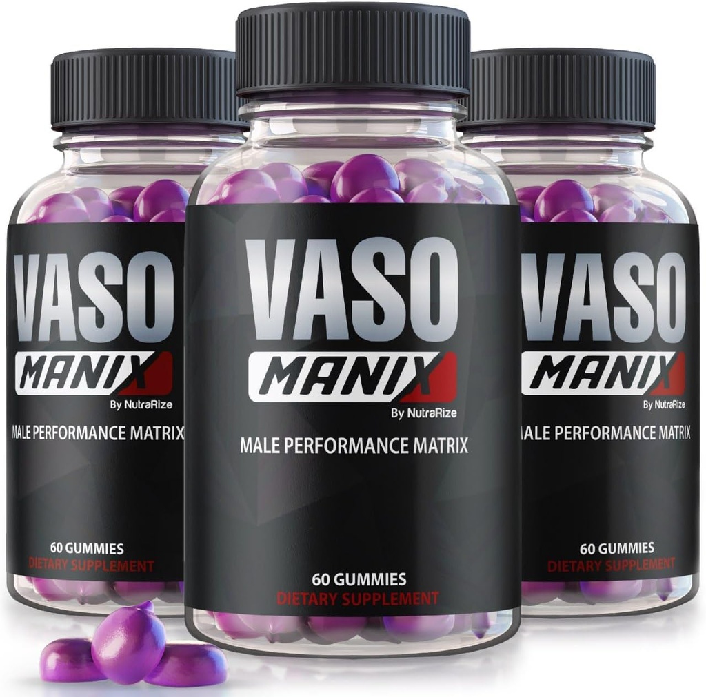 (3 Pack) Gommies VasoManix, Supplément Homme Vaso Manix Classic, Formule naturelle pour les hommes, Gommy Premium pour soutenir la performance, la confiance et la santé globale, Avis officiels (180 Gommies)