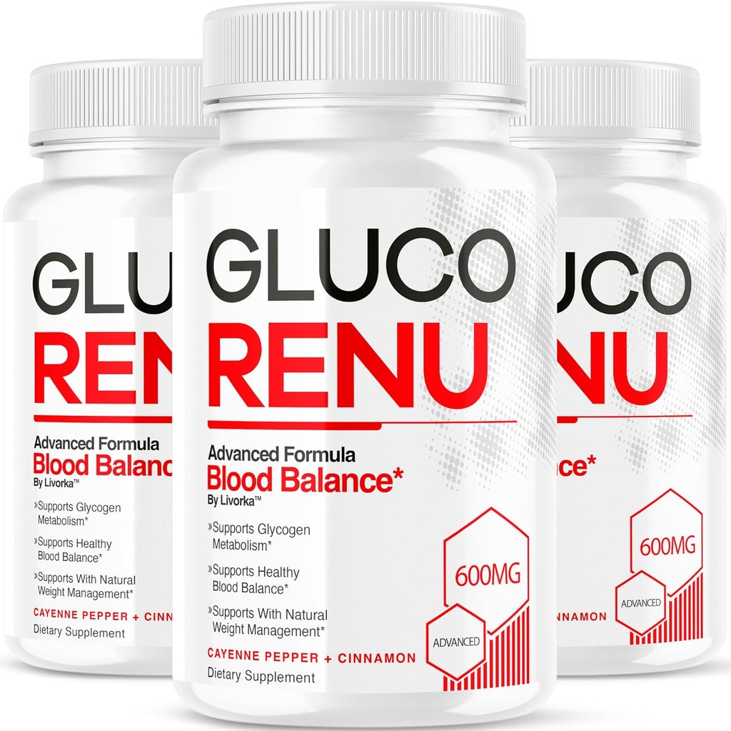 (3 Pack) Gluco Renu Capsules - Gluco Renu officiel, GlucoRenu Pills, Premium Formule Supplément de Gluco Renu, GlucoRenu de soutien naturel, Gluco Renu Premium Formule, 90 Capsules pendant 3 mois