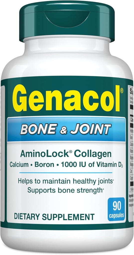 Genacol Bone & Joint – Calcium, Vitamin D3, Boron & Ultra-Hydrolyzed Collagen, Health Supplement, Supports Bone Strength, 90 Capsules (30-Day Supply)
