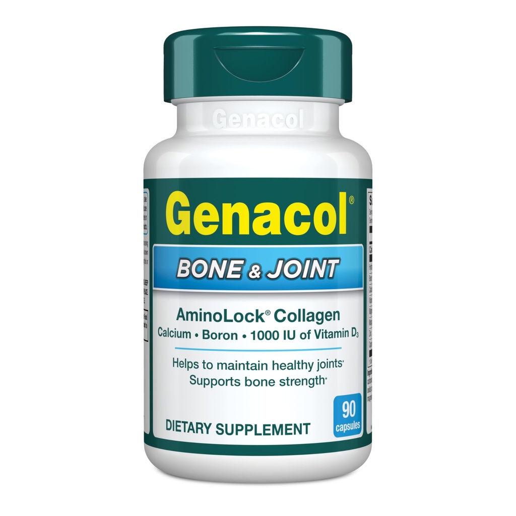 Genacol Bone & Joint – Calcium, vitamine D3, Boron et collagène ultra-hydrolysé, supplément de santé, soutient la force osseuse, 90 capsules (30 jours d'approvisionnement)