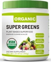 Poudre bio Super Green Super avec Spiruline et Chlorella pour la santé de Gut, soutient l'immunité, la santé digestive, l'énergie naturelle, probiotique, antioxydant, enzymes digestives, (300grs)