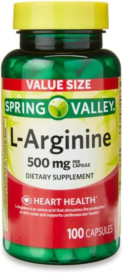 Générique Spring Valley L'Arginine Supplément Santé Amino, 500mg, Taille de la valeur, 100 Compte + 1 Mini Pill Container (Style & Color Varies)