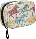 Fustylead Beau cheval de course Pill Organisateur pour Purse, Pill Box portable hebdomadaire avec fermeture éclair pour stocker les vitamines Huiles de poisson Médicaments Suppléments
