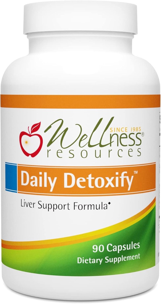 Wellness Resources Daily Detoxify with Silymarin, Dandelion, RA Lipoic Acid, NAC, Chlorella and More for Liver Support and Comprehensive Detoxification (90 Capsules)