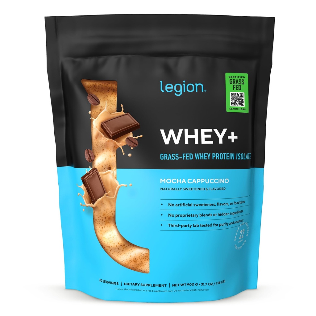 LÉGION Whey+ Protein Whey Isolate from Grass Fed Vows - Whey Protein Isolate Poudre faible en calories, non-OGM, sans sucre, sans lactose et sans gluten, toutes les protéines naturelles en poudre pour hommes et femmes 30 portions