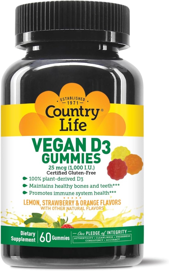 VIE DU PAYS Vegan D3 Gummies, 60 comtes