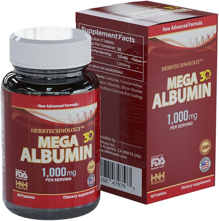 Dr K&C HNHusa Mega Albumin Protein 1000mg 60 Comprimés Rein santé Fonction hépatique Bien-être Général Soutien de la santé Supplément Équilibre énergétique 60tabs 1pk