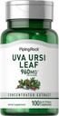 Piping Rock Uva Ursi Capsules: 960mg: 100 pilules: Supplément d'extrait de feuille d'herbe: non-OGM, sans gluten