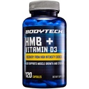 BODYTECH HMB + Vitamine D3 - Soutient la croissance et la résistance musculaires (120 capsules végétales)