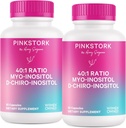 Pink Stork Myo-Inositol & D-Chiro Inositol Supplément - Équilibre hormonal pour les femmes - Soutien ovarien - Rapport 40:1 - Suppléments de fertilité pour les femmes - 180 capsules, 2 mois d'approvisionnement