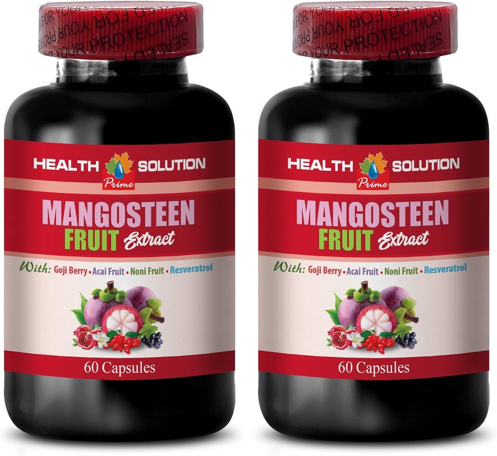 gélules de mangosteen - MANGOSTEEN FRUIT EXTRACT COMPLEXE AVEC RESVERATROL, ACAI FRUIT, POMEGRANATE, NONI FRUIT, GOJI BERRY - vitamines de grenade pour la mémoire - supplément de resvératrol - 2 bouteilles 120 Cap