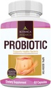 Probiotics All Natural Health Supplement for Women and Men with lactic Acid Bacteria for Gut, Yeast Support 60 capsules de Flore Orale pour usage quotidien. Fabriqué en Amérique par Botanica Research