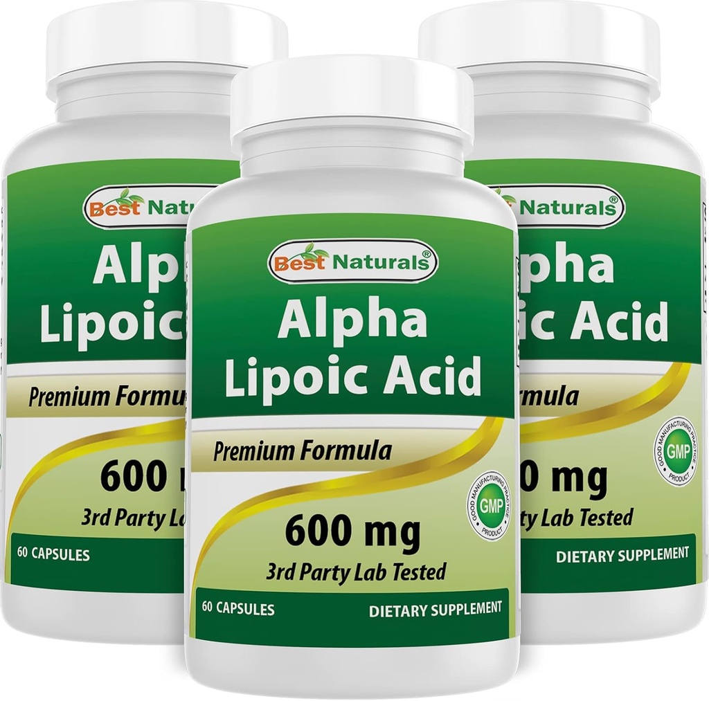 Meilleurs acides alpha lipoïques naturels 600 mg 60 capsules - ALA puissant antioxydant (compte de 60 (paquet de 3))