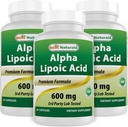 Meilleurs acides alpha lipoïques naturels 600 mg 60 capsules - ALA puissant antioxydant (compte de 60 (paquet de 3))