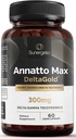 Supplément tocotriénol Sunergetic Premium Annatto – avec DeltaGold – tocotriénols vitamine E 300 mg – soutient la santé du foie, de l'immunité et du coeur - Delta + Gamma tocotriénols (60 capsules liquides)