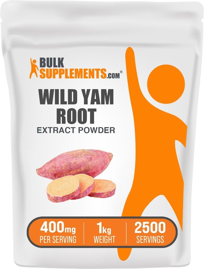 BulkSupplements.com Poudre d'extrait de yam sauvage - de racine, supplément à base de plantes, supplément de yam sauvage - sans gluten, 400mg par portion, 1kg (2,2 lbs) (paquet de 1)
