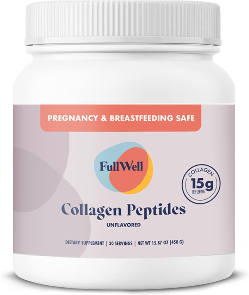 FullWell New Hydrolyzed Collagen Peptides, Allaitement et Grossesse Poudre de collagène sans danger pour les femmes, 15g Collagène non aromatisé, 30 portions