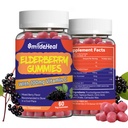 Gommies de baies aînées, extrait de baies aînées 300mg, avec vitamine C et zinc, gommies de saveurs de fraises, non-OGM, sans gluten, végétalien-friendly, soutien immunitaire, 60compte (paquet de 2)