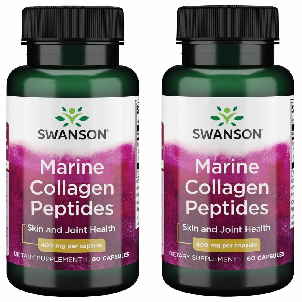 Swanson Collagène de poisson hydrolysé Type I 400 Milligrammes 60 Capsules (2 Pack)
