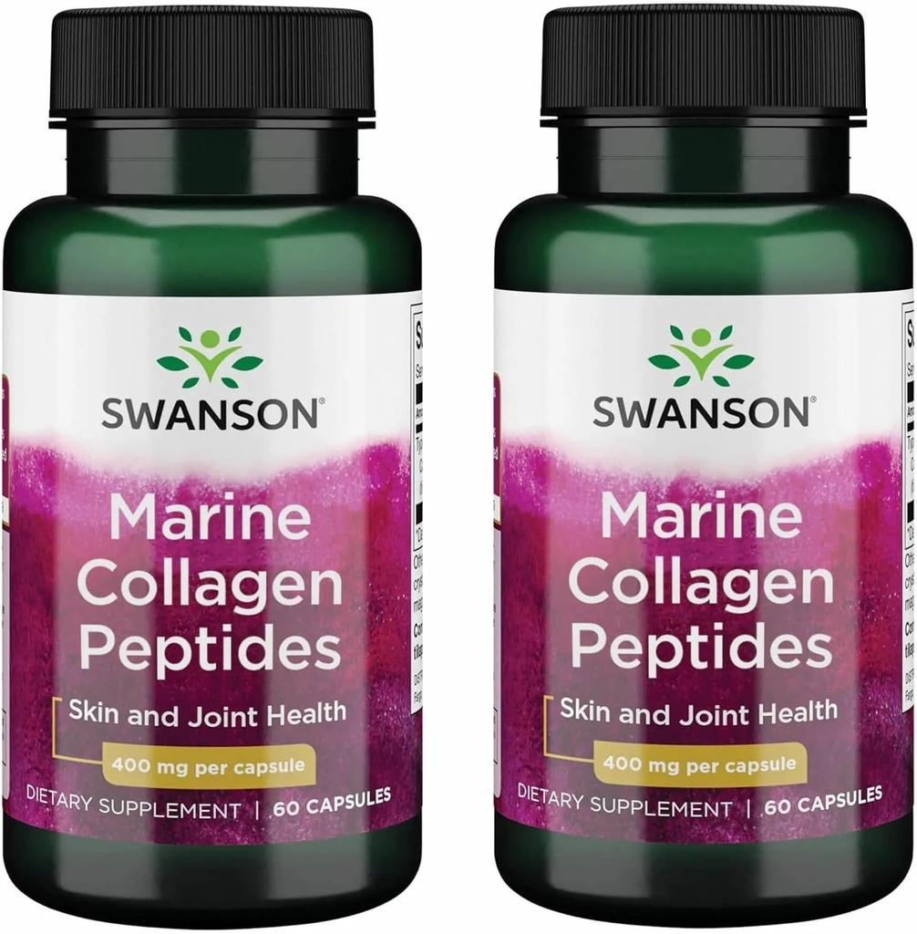 Swanson Collagène de poisson hydrolysé Type I 400 Milligrammes 60 Capsules (2 Pack)