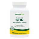 NaturesPlus Fer à mâcher, cerise - 90 comprimés, lot de 2 - Soutient la production de sang et d'énergie naturelle en santé - Supplément à haute capacité avec vitamine C et herbes - 180 portions totales