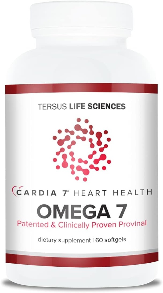 Cardia 7 Oméga 7 - contenant des acides gras provinciaux purifiés brevetés Oméga 7 - Pas d'odeur de poisson ou de fond de Burp - 60ct Gels doux