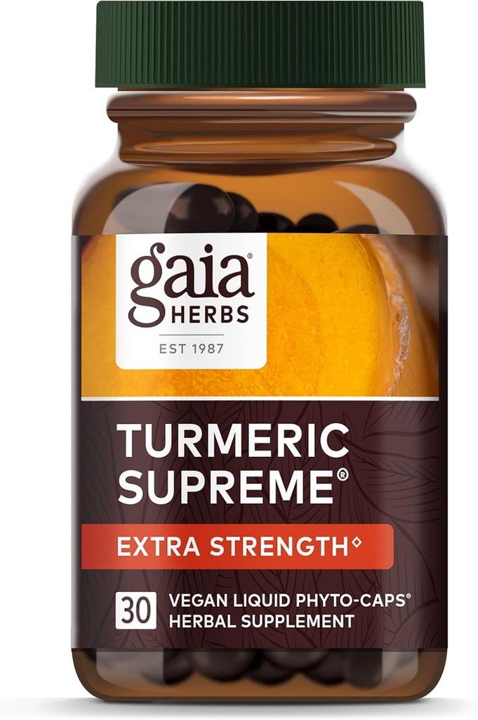 Gaia Herbs Turmeric Supreme Extra Strength - soutient l'enflure occasionnelle de l'usure normale et de la tear - avec curcumine et poivre noir - 30 Vegan liquide Phyto-Capsules (jusqu'à 30 jours d'approvisionnement)