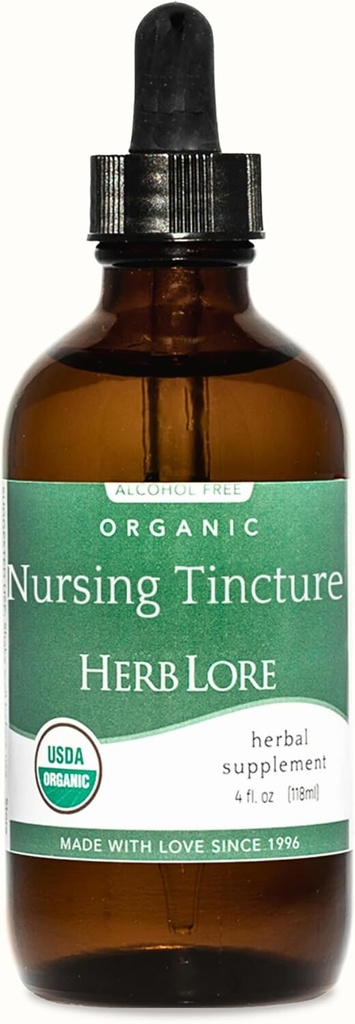 Teinture d'allaitement biologique Herb Lore – Des gouttes de soutien de la lactation liquide pour augmenter l'approvisionnement en lait maternel avec Moringa et Fenouil – Supplément d'allaitement sans fenouil (4 fl oz)
