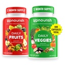 UpNourish Organic Fruits and Veggies Supplement - Soutien Diet Balance, Body Cleanse & Energy - 480 Fruits et Super Greens Capsules de la Nature - Suppléments Fruits et Légumes pour Adultes et Enfants
