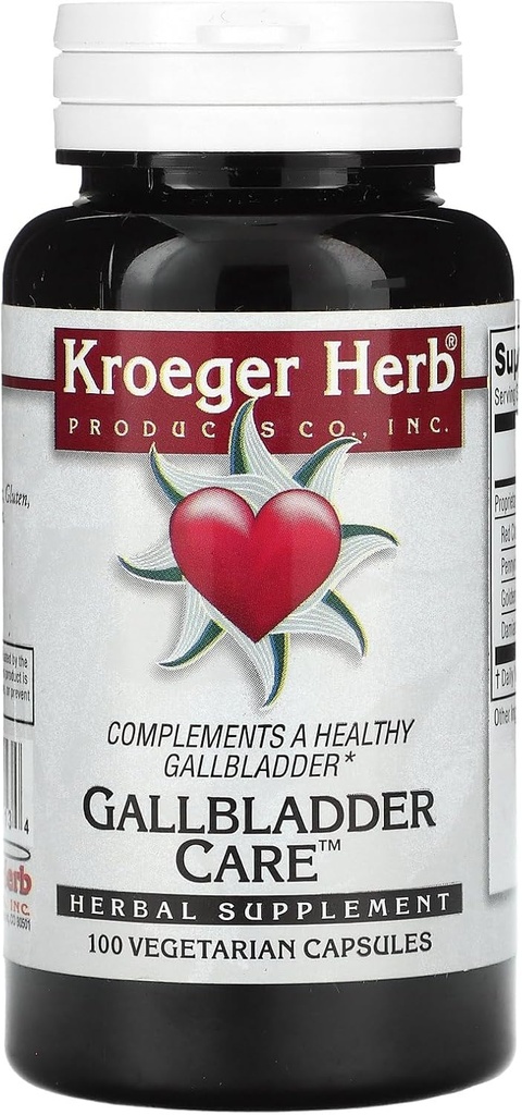 Kroeger Herb Gallbladder Care Vegetarian Capsules, 100 Count