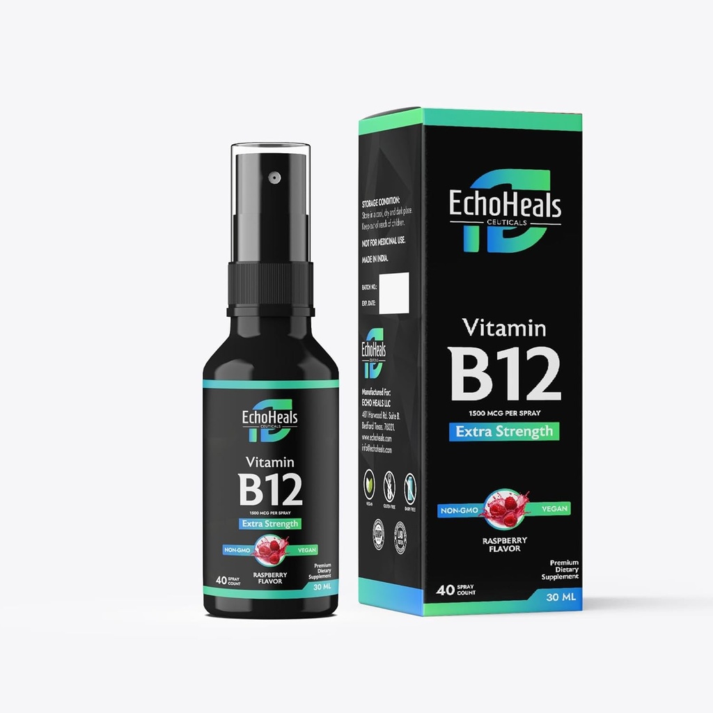 Vitamine B12 Vaporisateur liquide de Vitamine B12 pour le soutien énergétique de Végétalienne Non-OGM de Vitamine sans gluten de Vitamine B12 40 Vaporisateurs de Vitamine B12 par Spray de Vitamine B12 par Spray de Vitamine