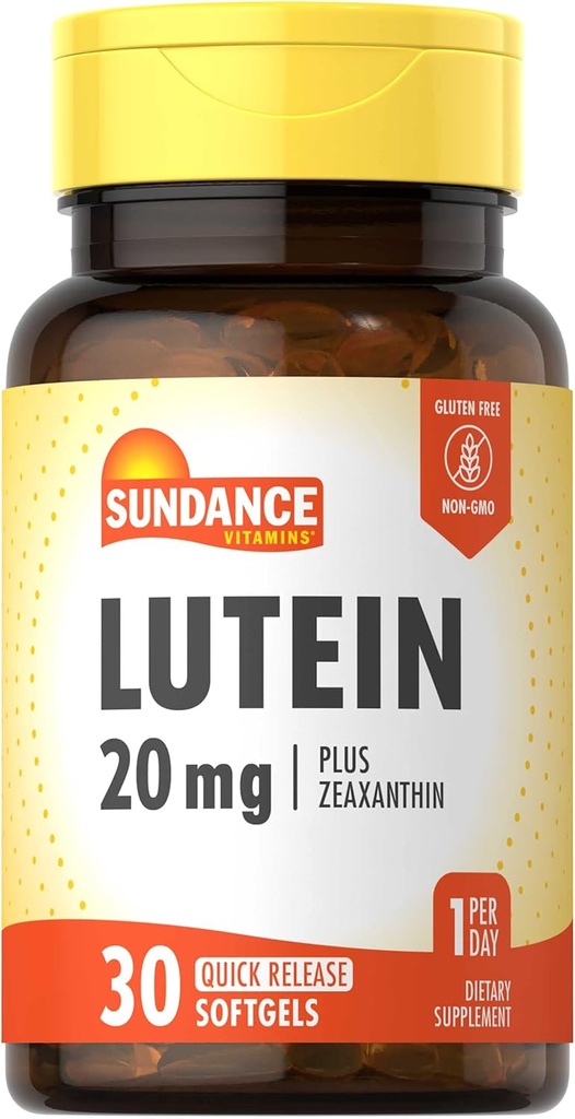 Sundance Lutein 20mg | 30 Softgels | with Zeaxanthin | Non-GMO and Gluten Free Supplement
