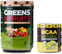 Nutrologie Greens & Fruits Poudre naturelle Superfood, Vanilla Cinnamon (30 portions) BCAA Poudre naturelle à base végétale BCAA, Limonade Saveur (30 portions)
