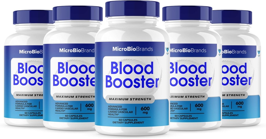 (5 Pack) Microbio Blood Booster, Micro Bio Blood Booster Supplément de soutien du flux sanguin naturel, Micro Bio Marques Pills Advanced Microbiobrands Formule de soutien de la force maximale (300 Capsules)