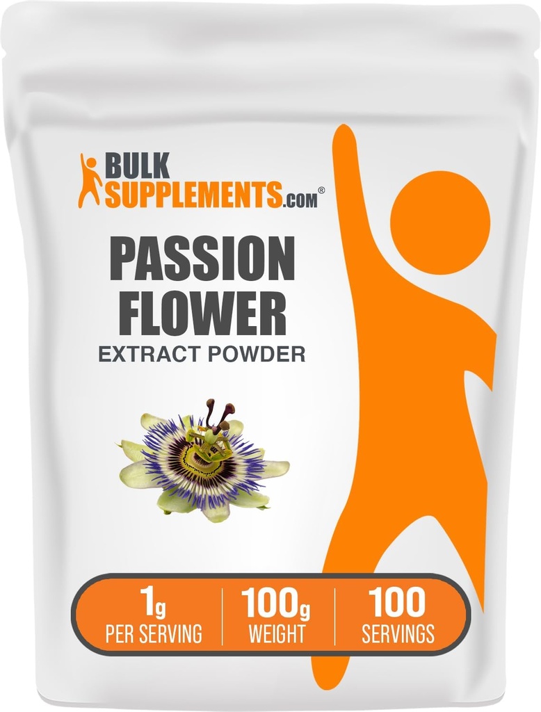 BulkSupplements.com Poudre d'extrait de fleur de passion - supplément de fleur de passion, supplément à base de plantes - sans gluten, 1g par portion, 100g (3.5 oz) (paquet de 1)