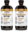 Norm's Farms Wellness Black Elderberry Sirop avec du miel, de la cannelle et des vêtements - Fabriqué aux États-Unis, Natural Immmune Support, Pas d'alcool ou de remplissage, sans gluten, non-OGM, végétalien, sirop d'épices - 2PK 8 Oz