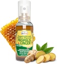 Spray pour la gorge de propolis de l'abeille – Propolis pour le miel apaisant et le gingembre - Soutien naturel immunitaire et soulagement de la gorge, antioxydants, riches en flavonoïdes et Artepillin C, sans sucre, sans gluten - 1-pack, 30ml