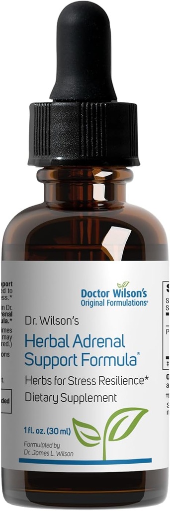 Dr Wilson's Herbal Adrenal Support Formula adaptogène Herbes pour une utilisation quotidienne, le sommeil et l'énergie 1 oz liquide