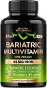 NUTRAHARMONY Bariatric Multivitamin - 45 mg Iron Supplements - Made in USA - for Women & Men - All-in-One, 21 Essential Vitamins - Gastric Sleeve Support - Light Tropical Flavor - 90 Capsules