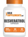 BulkSupplements.com Resveratrol Capsules - Resveratrol Supplement, Polygonum Cuspidatum, Resveratrol 500mg - Antioxidants Supplement, Resveratrol Pills - 1 Capsule per Serving, 60 Capsules
