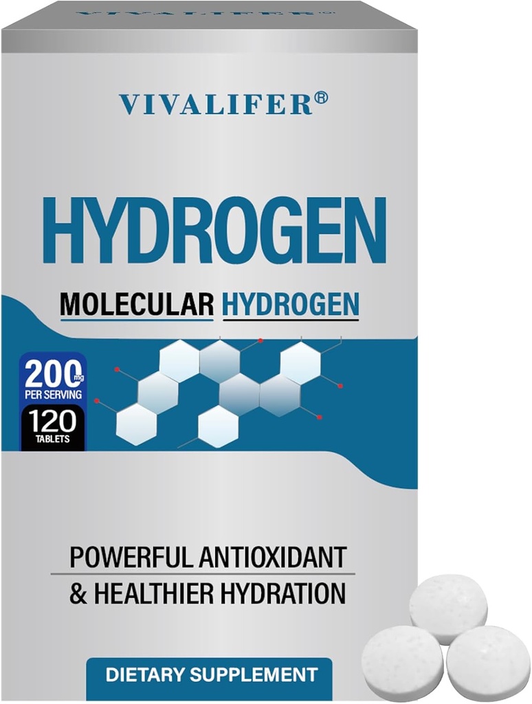 Hydrogène Eau 120 Comprimés, H2 Hydrogène moléculaire avec Magnésium soutient la santé cérébrale et la fonction cognitive, l'énergie et le métabolisme