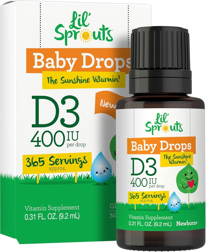 Carlyle Baby Vitamine D3 gouttes liquides de 400 UI ,31 oz (9,2 mL) 1 an d'approvisionnement (365 portions)