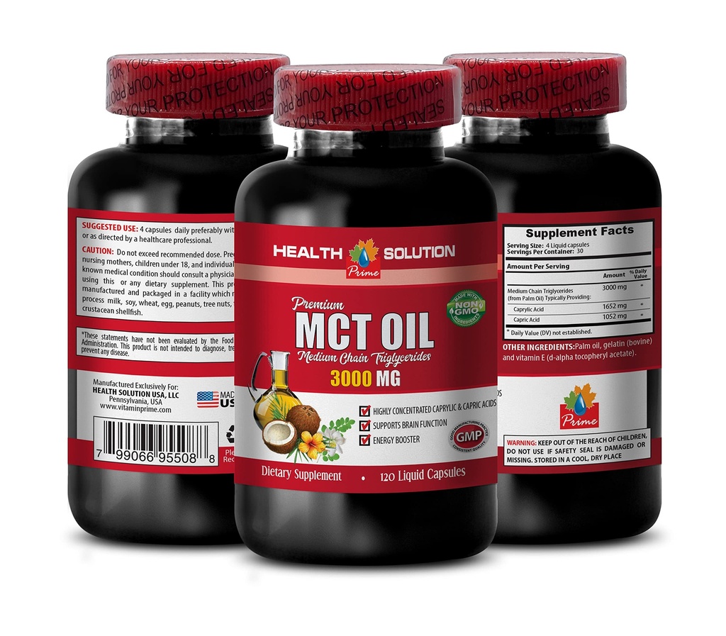 Système immunitaire Booster - Huile MCT 3600MG, 100% Pure - Triglycérides à chaîne moyenne, supplément d'huile mct softgels, pilules d'huile mct Organic, capsules d'huile mct, pilules d'huile mct, huile mct - 1 bouteille (120 softgels)