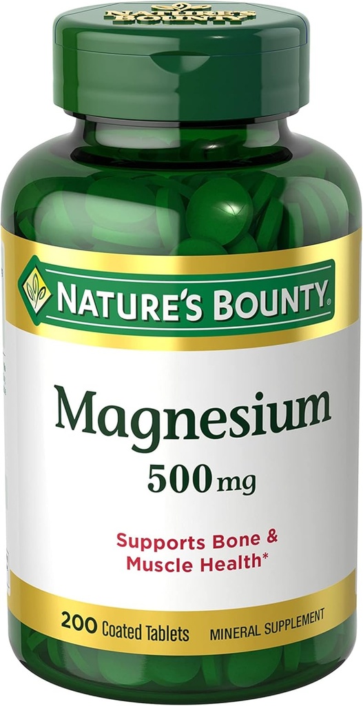 Natures Bounty Magnésium, Comprimés, 500 mg- 200 Ct..