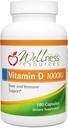Ressources de bien-être Vitamine D 1 000 UI - Vitamine D3 sans soja (180 capsules de légumes)